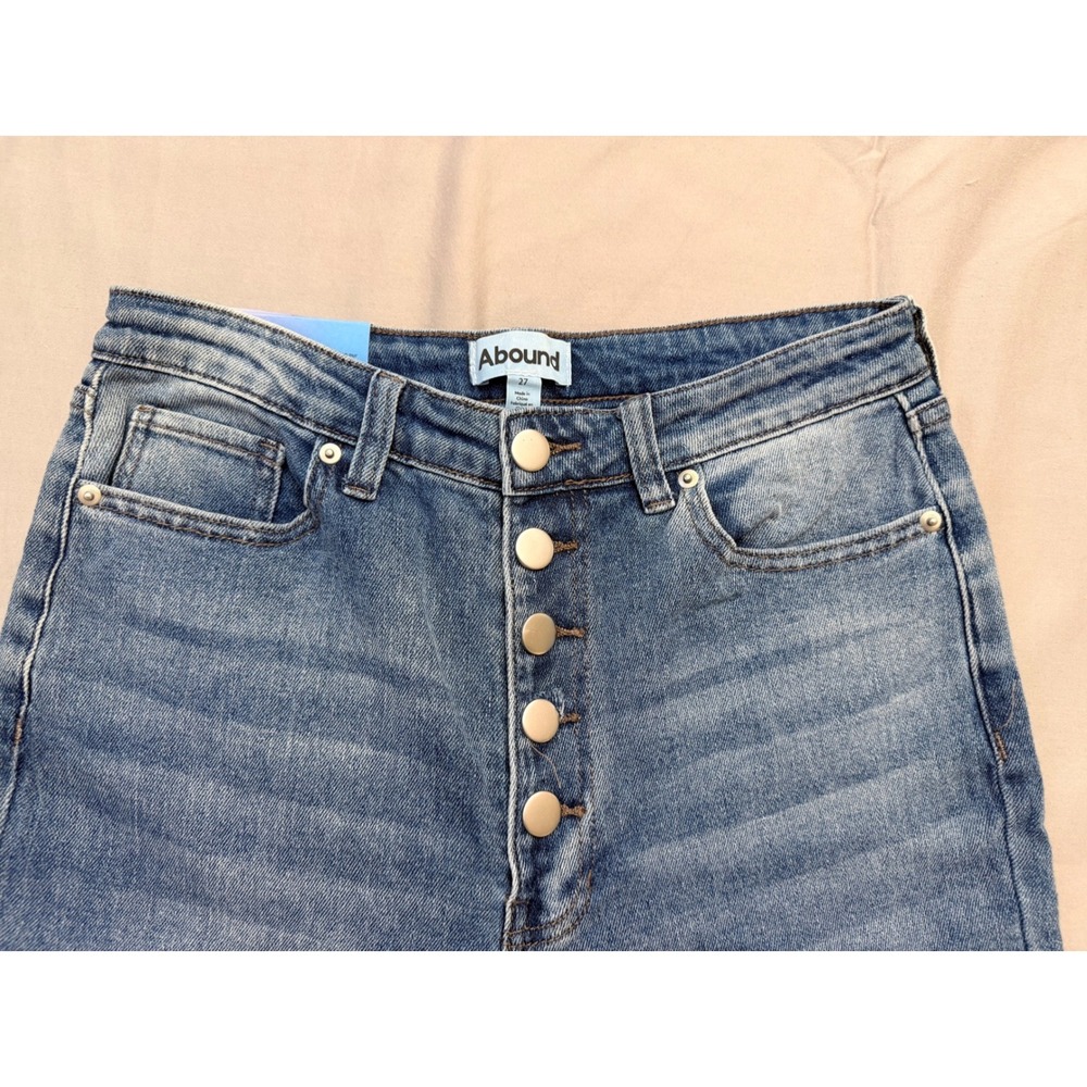 Abound Womens High Rise Button Fly Straight Leg Jeans Medium Wash Blue Size 27